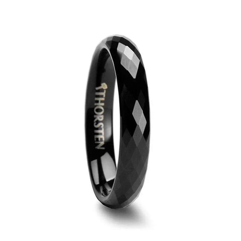 AEON Black Tungsten Wedding Band with 288 Diamond Facets - 2mm - 8mm - Image 3