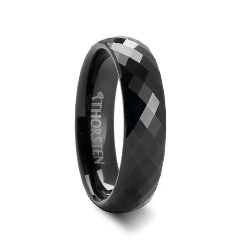 AEON Black Tungsten Wedding Band with 288 Diamond Facets - 2mm - 8mm - Image 4