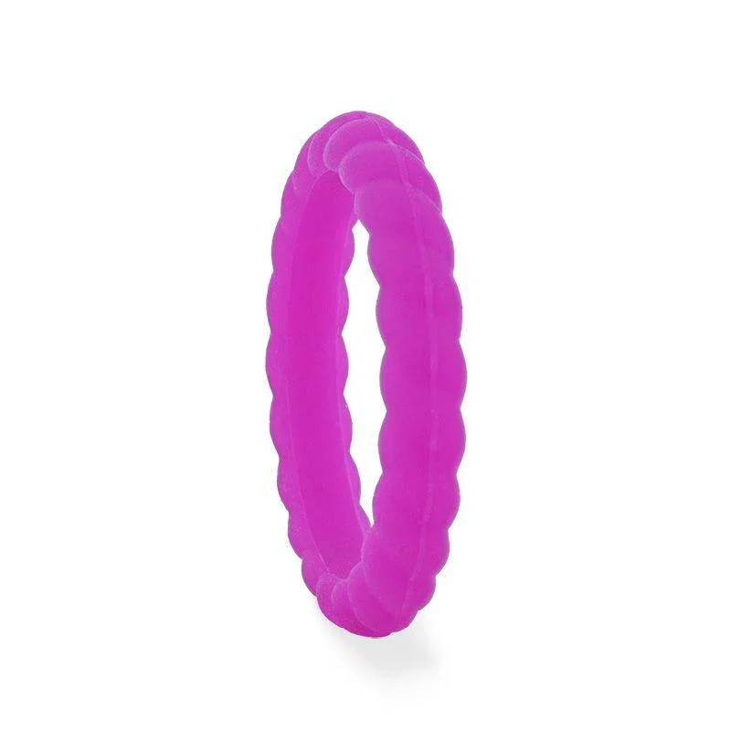 AMETHYST Stackable Twist Silicone Ring for Women Purple Comfort Fit Hypoallergenic by Thorsten - 2mm - Image 5