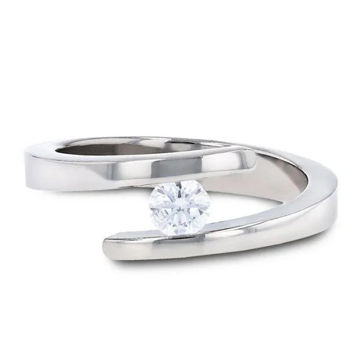ANNA Tension Set Titanium Diamond Ring - Image 3
