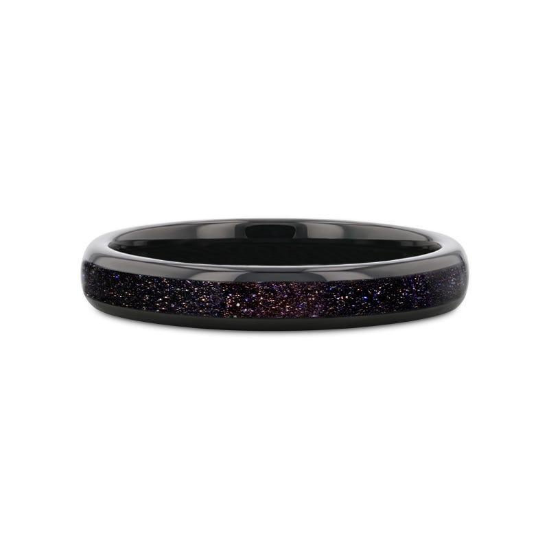 ASTRUM Black Tungsten Ring with Crushed Blue and Purple Goldstone Inlay - 4mm - Image 3