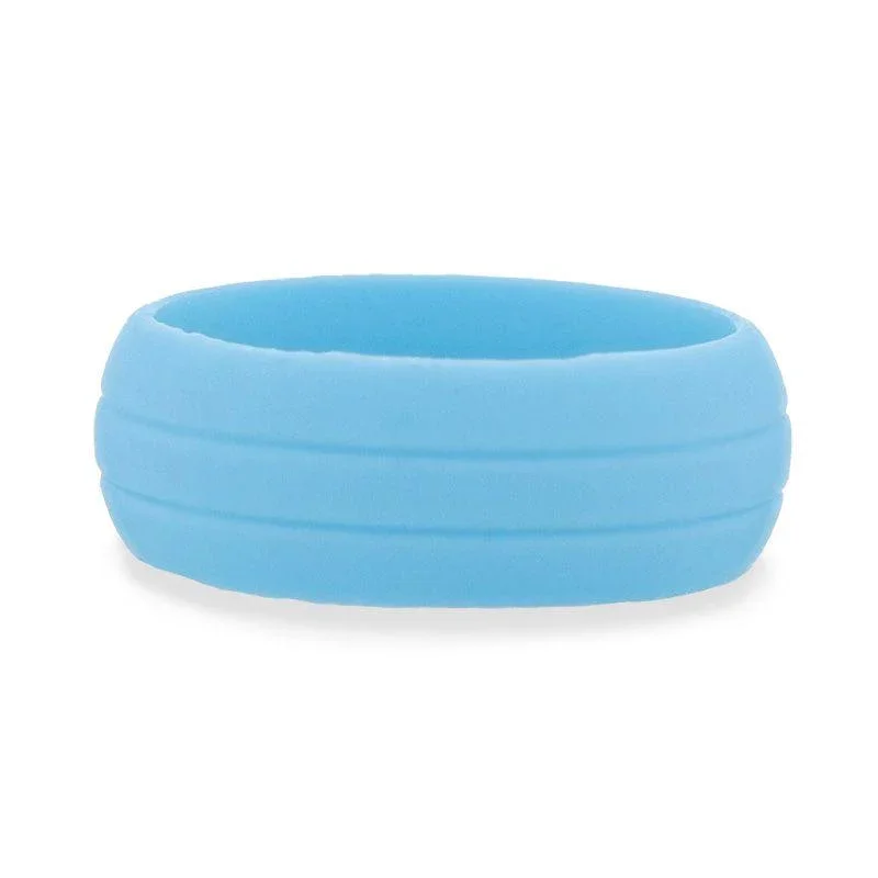 FIJI Dual Groove Silicone Ring for Men and Women Light blue Comfort Fit Hypoallergenic Thorsten - 8mm - Image 3