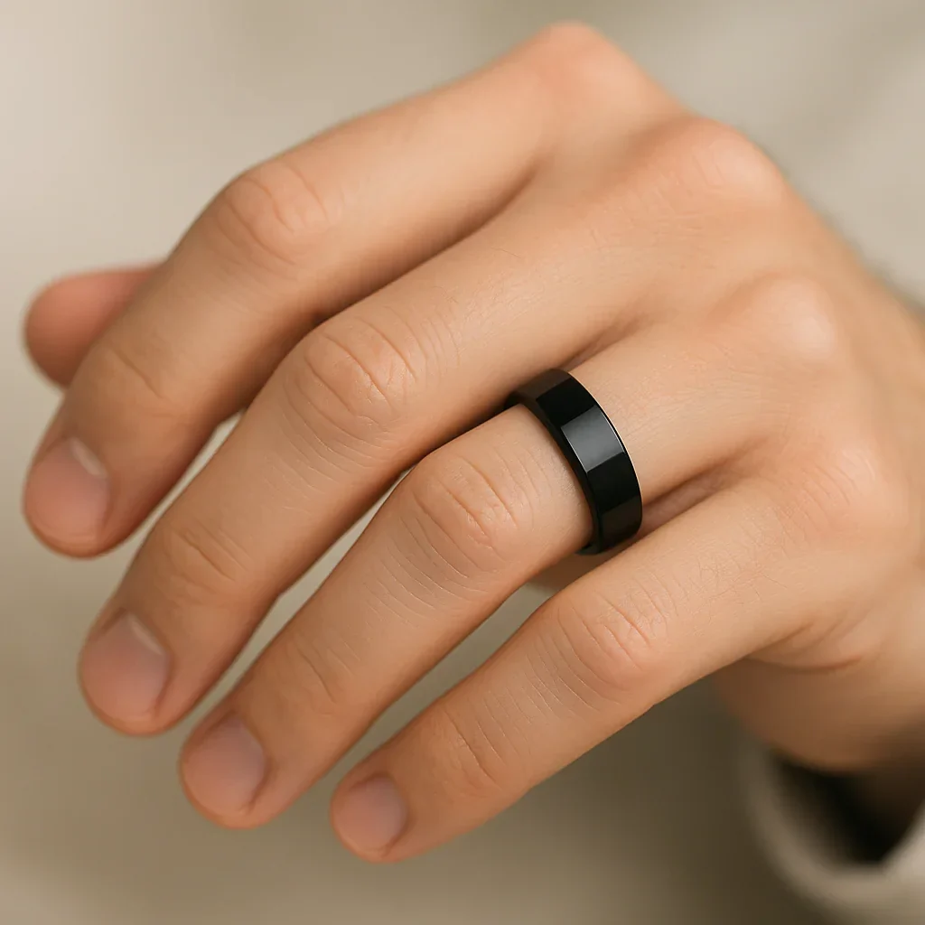 FRAENER Flat Polish Finished Black Ceramic Wedding Ring - 2mm to 12mm - Image 5