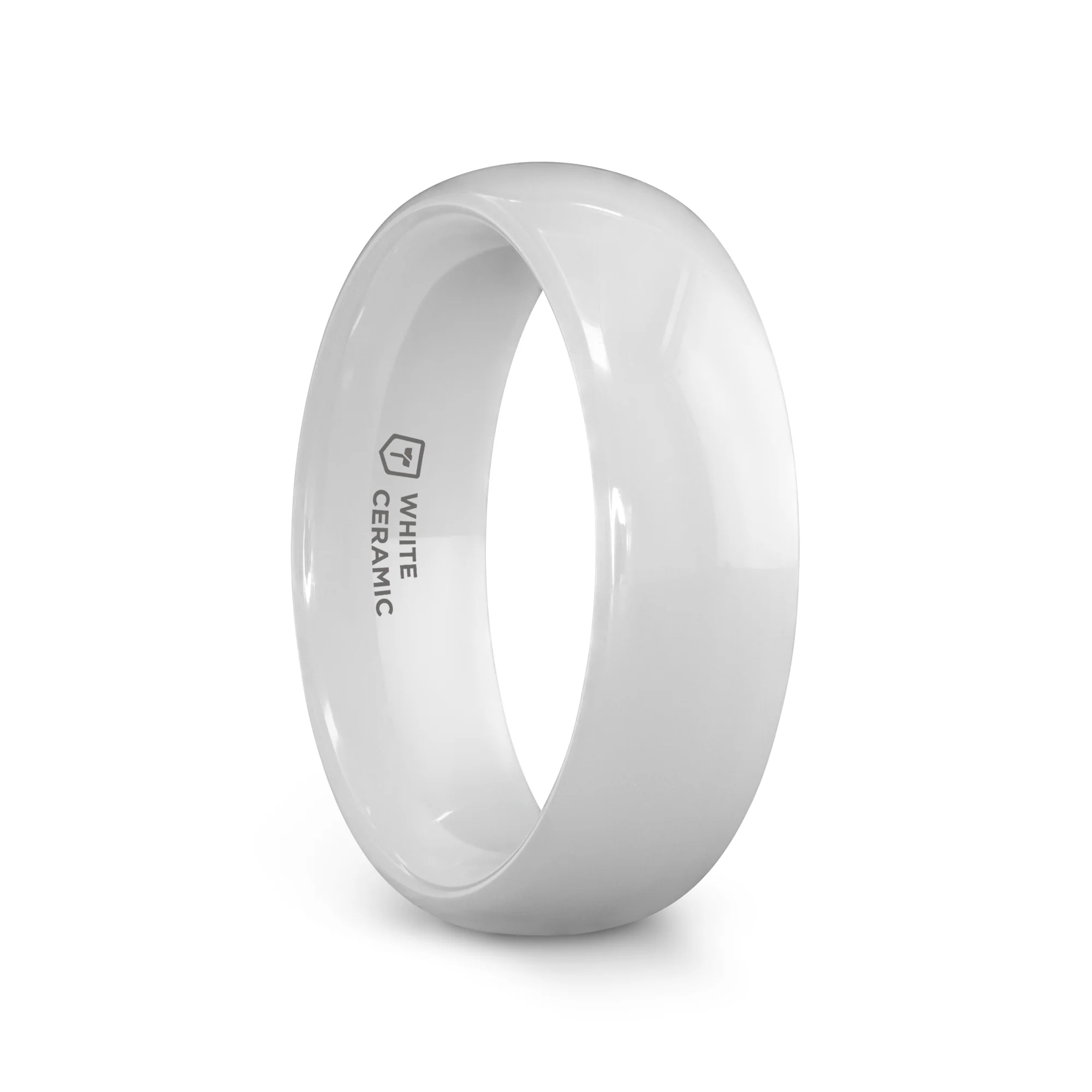 IVORY Domed Polish Finished White Ceramic Ring - 6mm & 8mm - Image 5