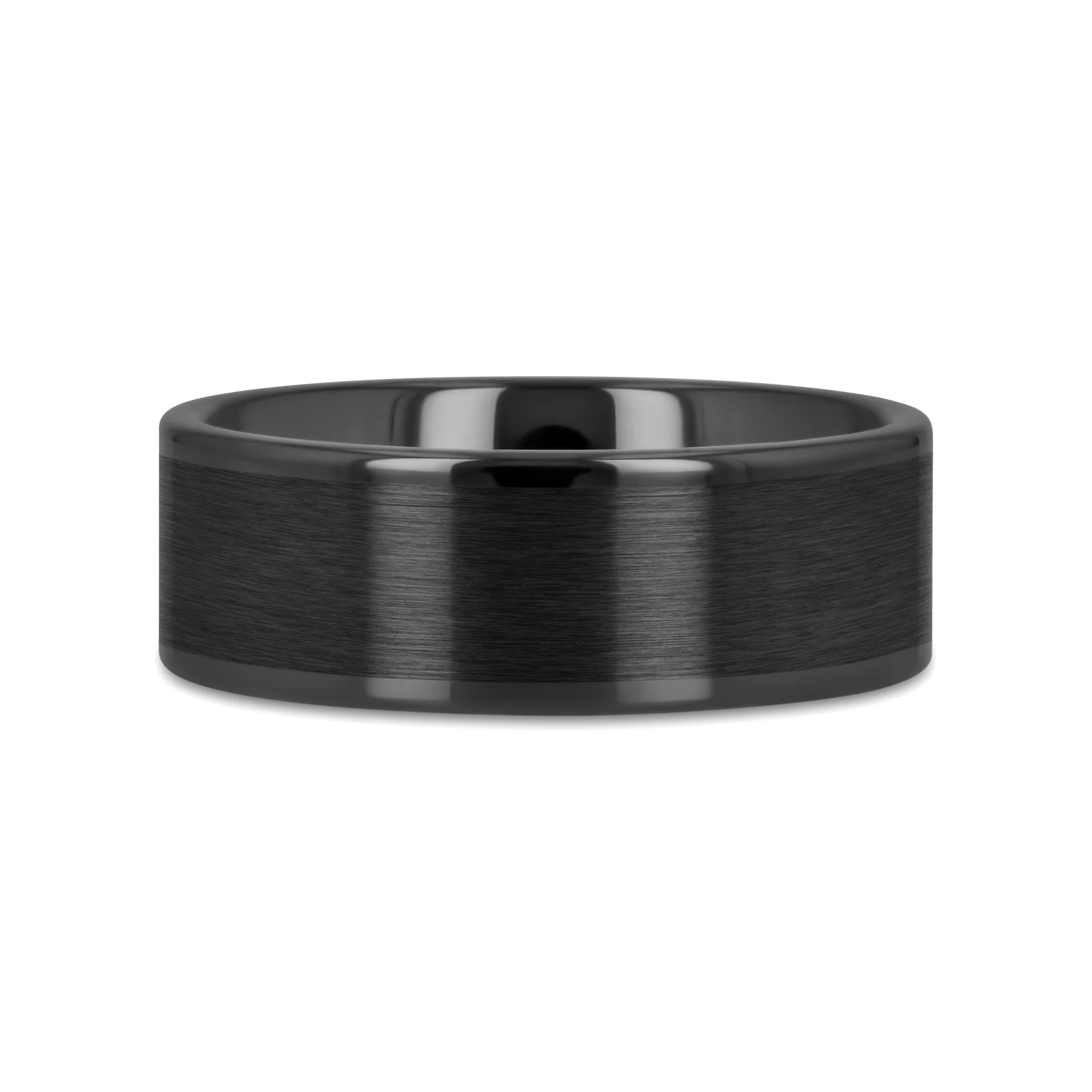 OCTAVIUS Flat Black Ceramic Ring with Brushed Center and Polished Edges — 4mm to 12mm - Image 3