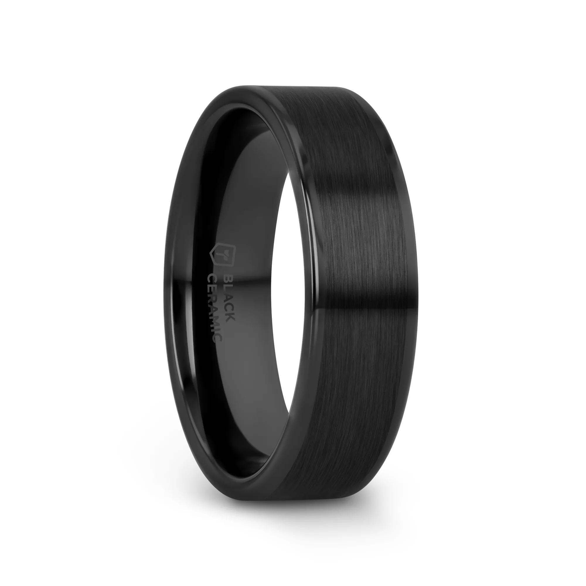 OCTAVIUS Flat Black Ceramic Ring with Brushed Center and Polished Edges — 4mm to 12mm - Image 4