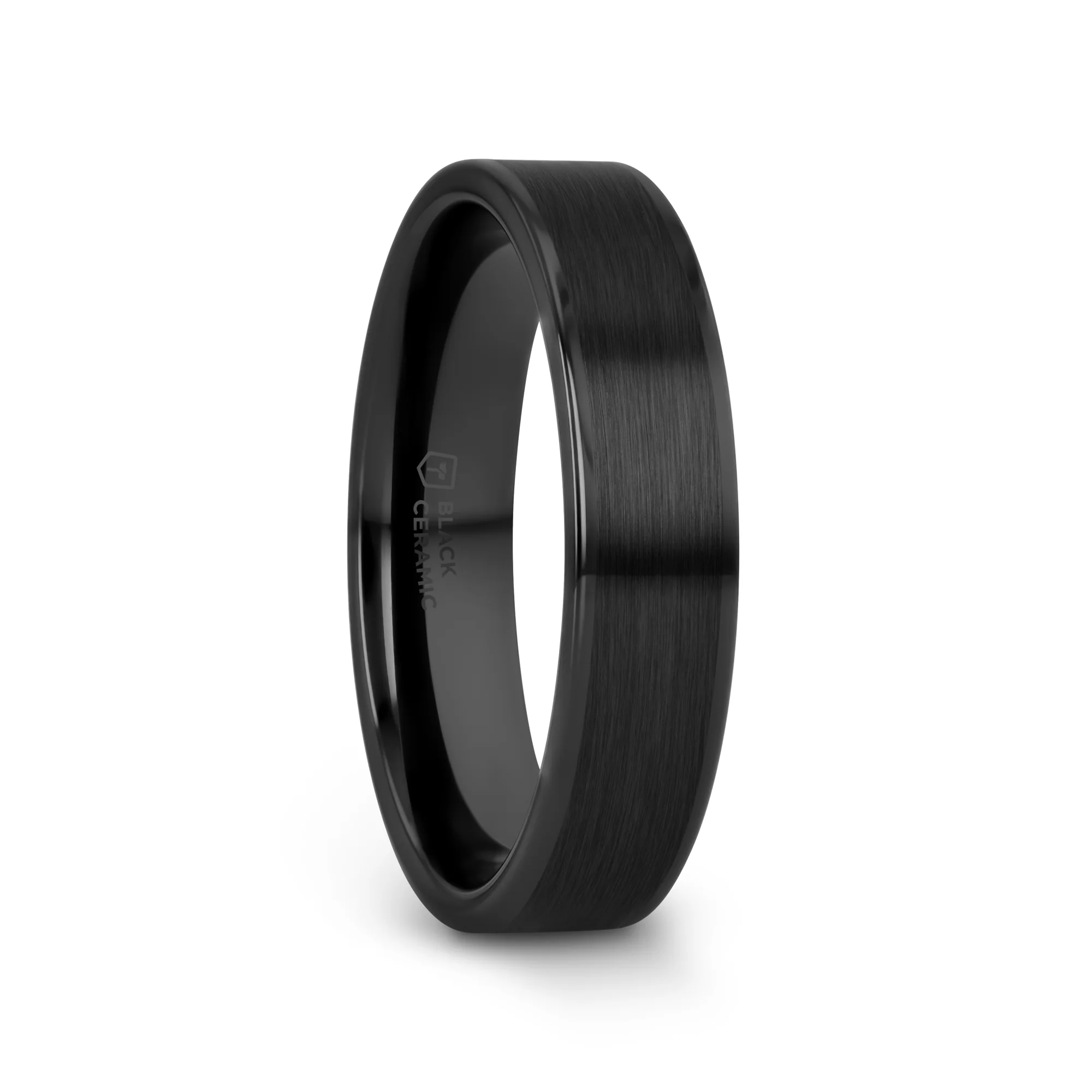 OCTAVIUS Flat Black Ceramic Ring with Brushed Center and Polished Edges — 4mm to 12mm - Image 7