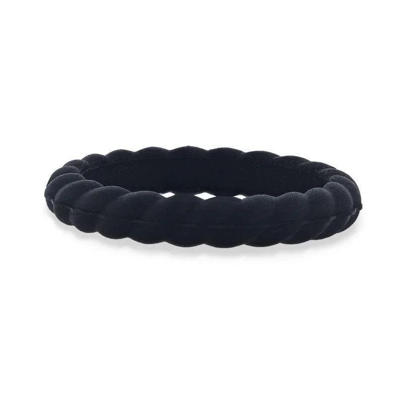 STONE Stackable Twist Silicone Ring for Women Black Comfort Fit Hypoallergenic Thorsten - 2mm - Image 3