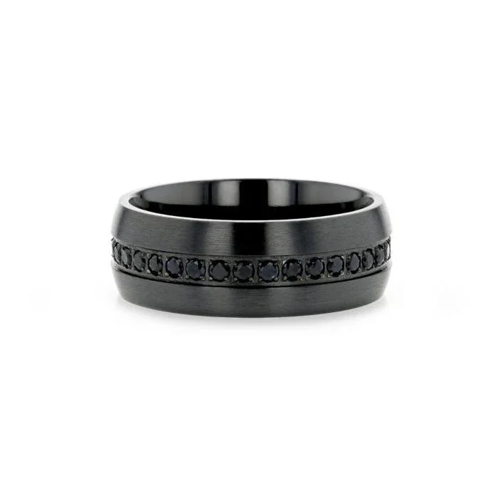 TALON Black Titanium Ring with Black Sapphires - 6mm - 8mm - Image 3