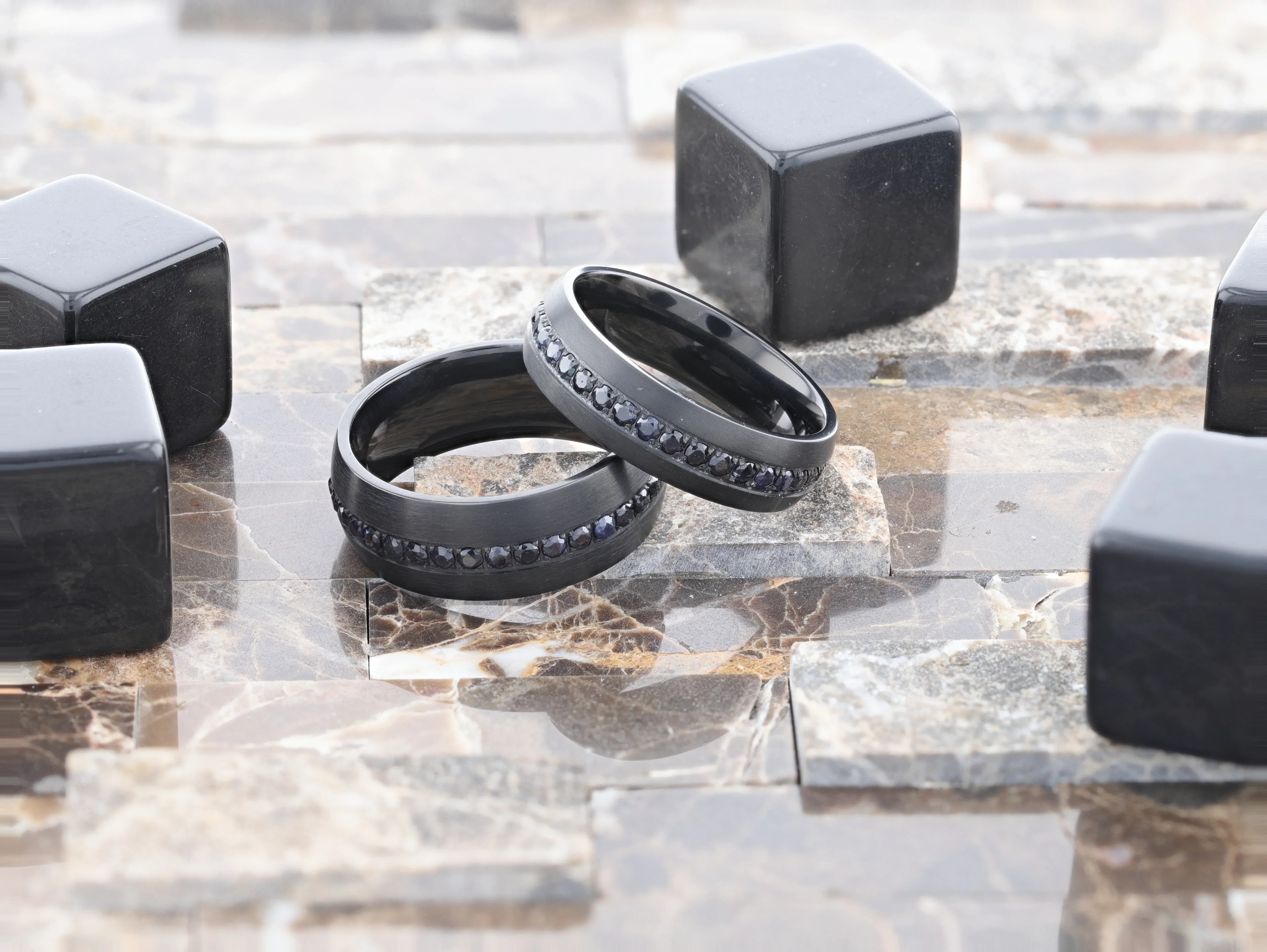 TALON Black Titanium Ring with Black Sapphires - 6mm - 8mm - Image 4
