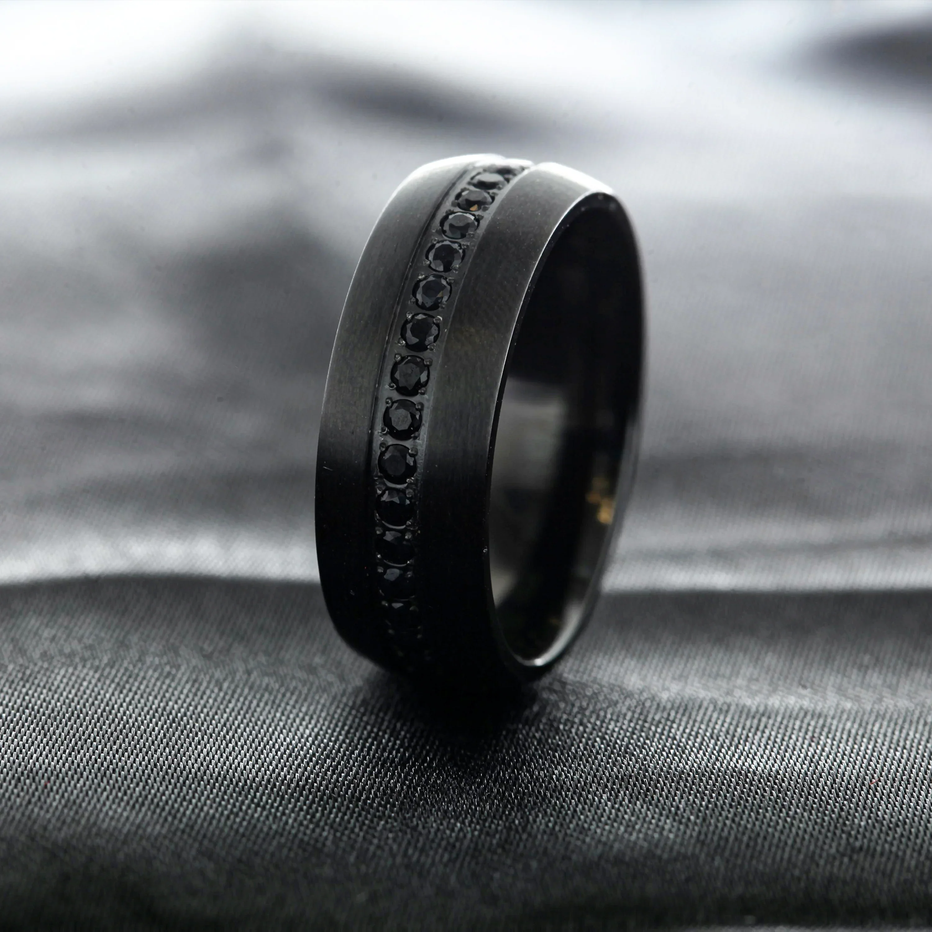 TALON Black Titanium Ring with Black Sapphires - 6mm - 8mm - Image 5