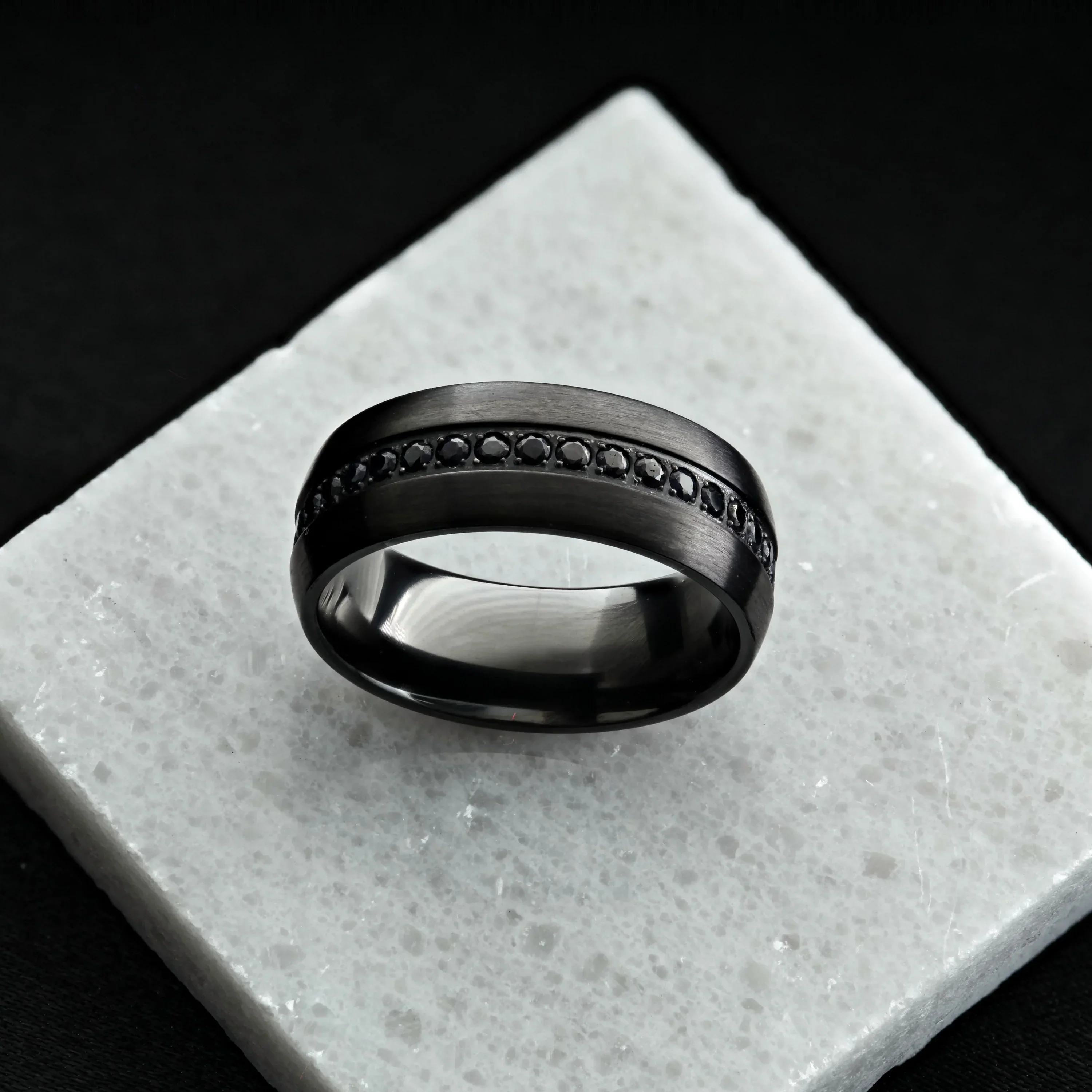 TALON Black Titanium Ring with Black Sapphires - 6mm - 8mm - Image 7