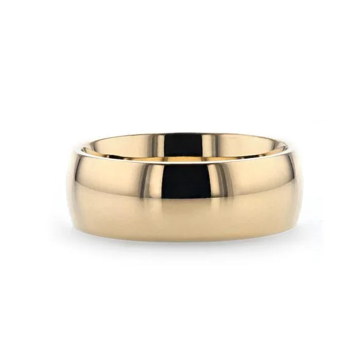 VANNA Traditional Domed Gold Plated Titanium Wedding Ring - 8mm - Image 3